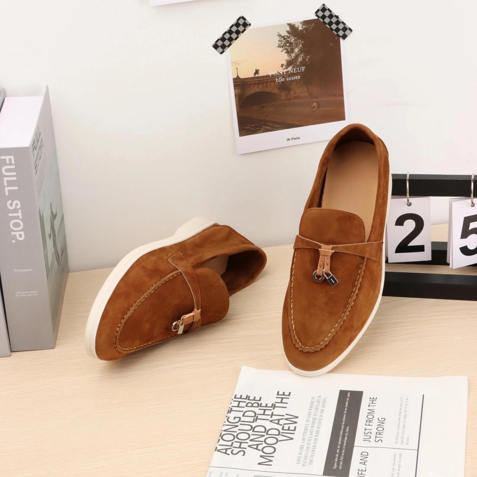 Mocassins Femme en Daim avec Décor de Nœud, Chaussures Légères et Respirantes