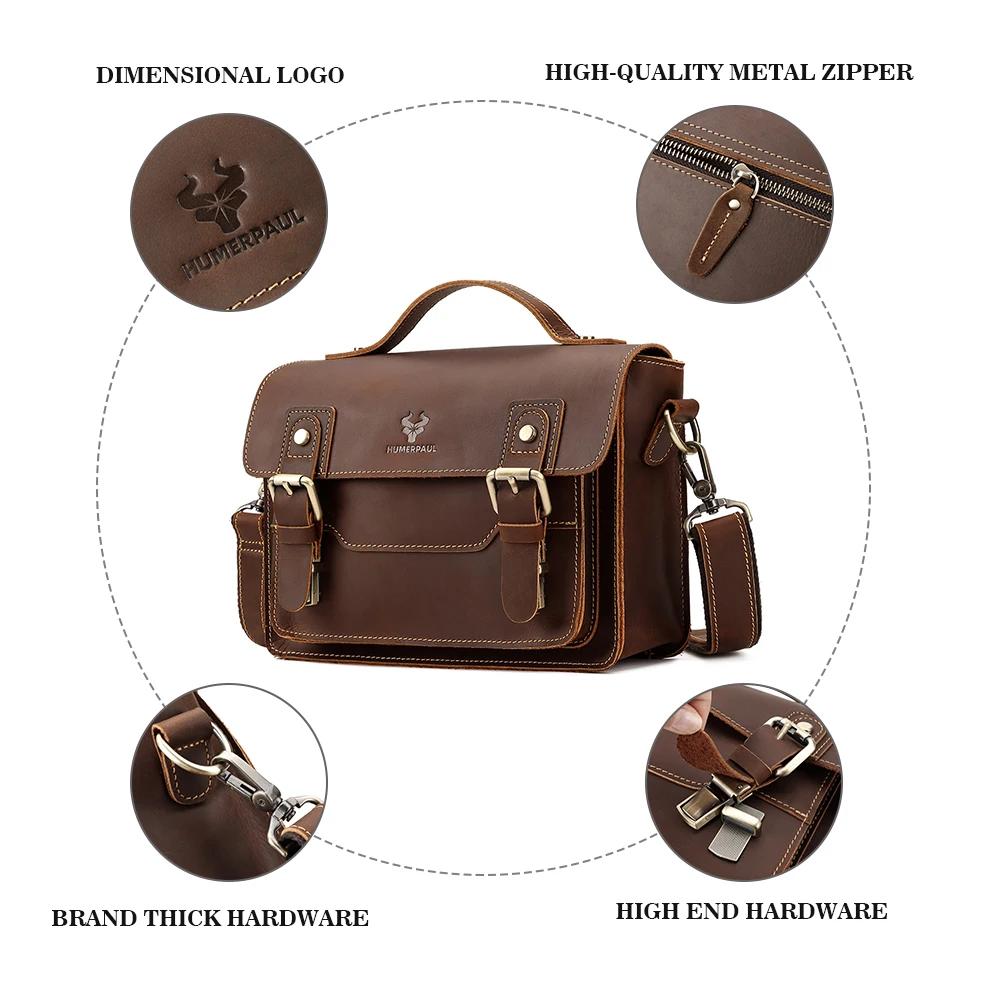Crazy Horse – sac messager en cuir pour hommes, mallette pour ordinateur portable d'affaires, fourre
