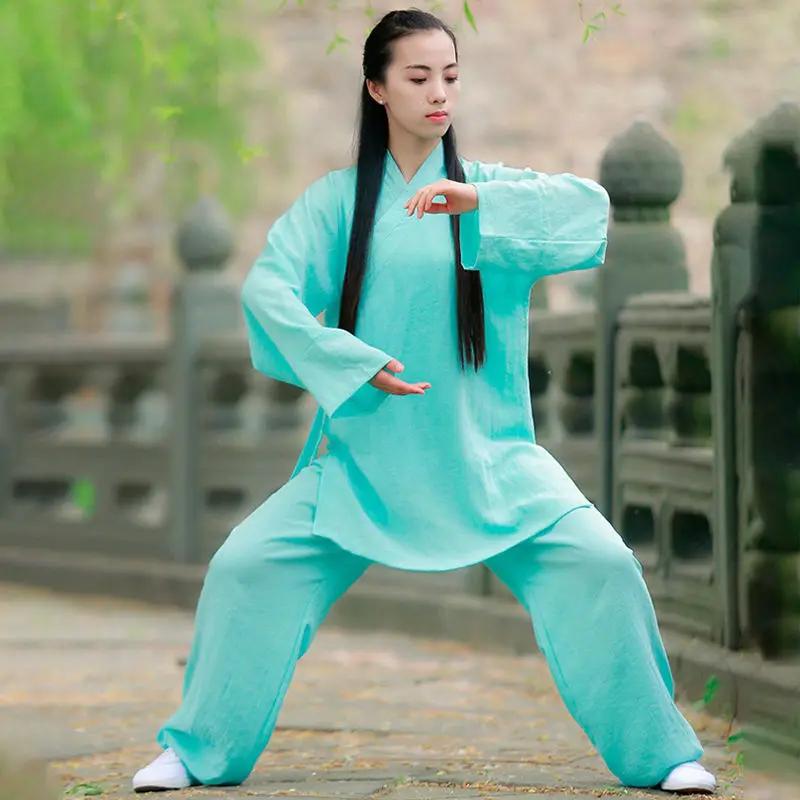 Vêtements TaiChi unisexes en lin et coton, vêtements d'entraînement respirants, vêtements d'arts mar