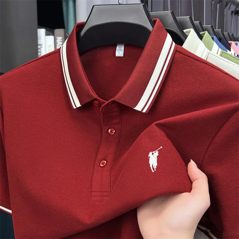 Polo à manches courtes 100% coton marque haut de gamme Paul Pony broderie rayures Été luxe respirant