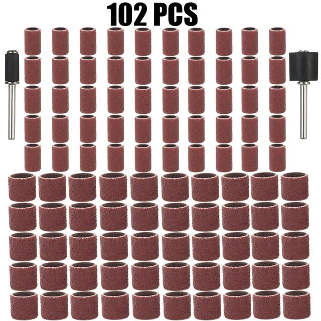 11/102 pièces Kit de tambour de ponçage grain # 80 # 120 # Bande de ponçage 180 pour manchons Dremel
