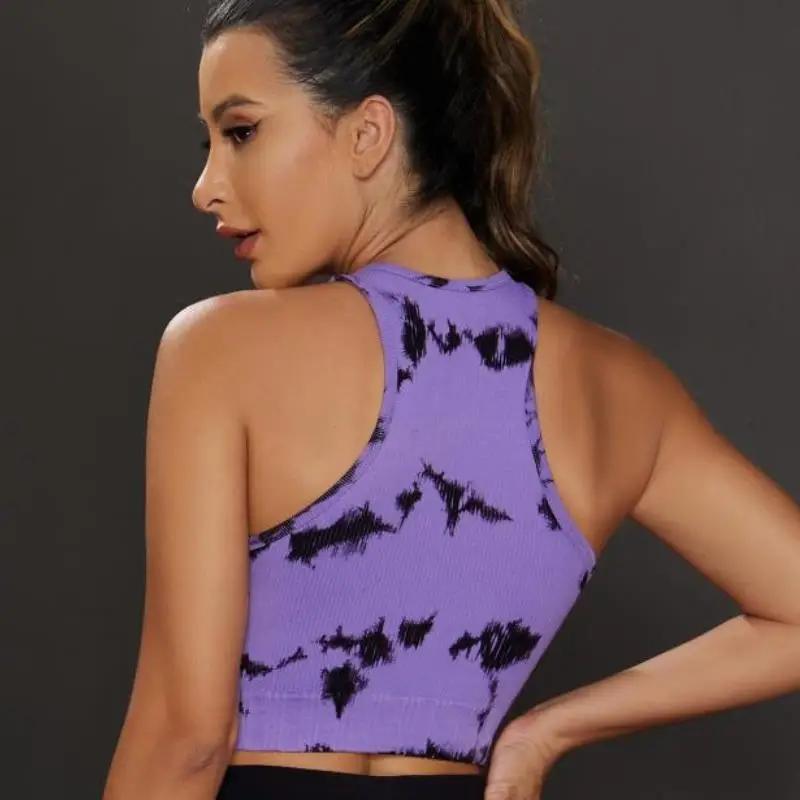 Débardeur court femme sans manches décontracté - Top été teinture par nouage style bohème