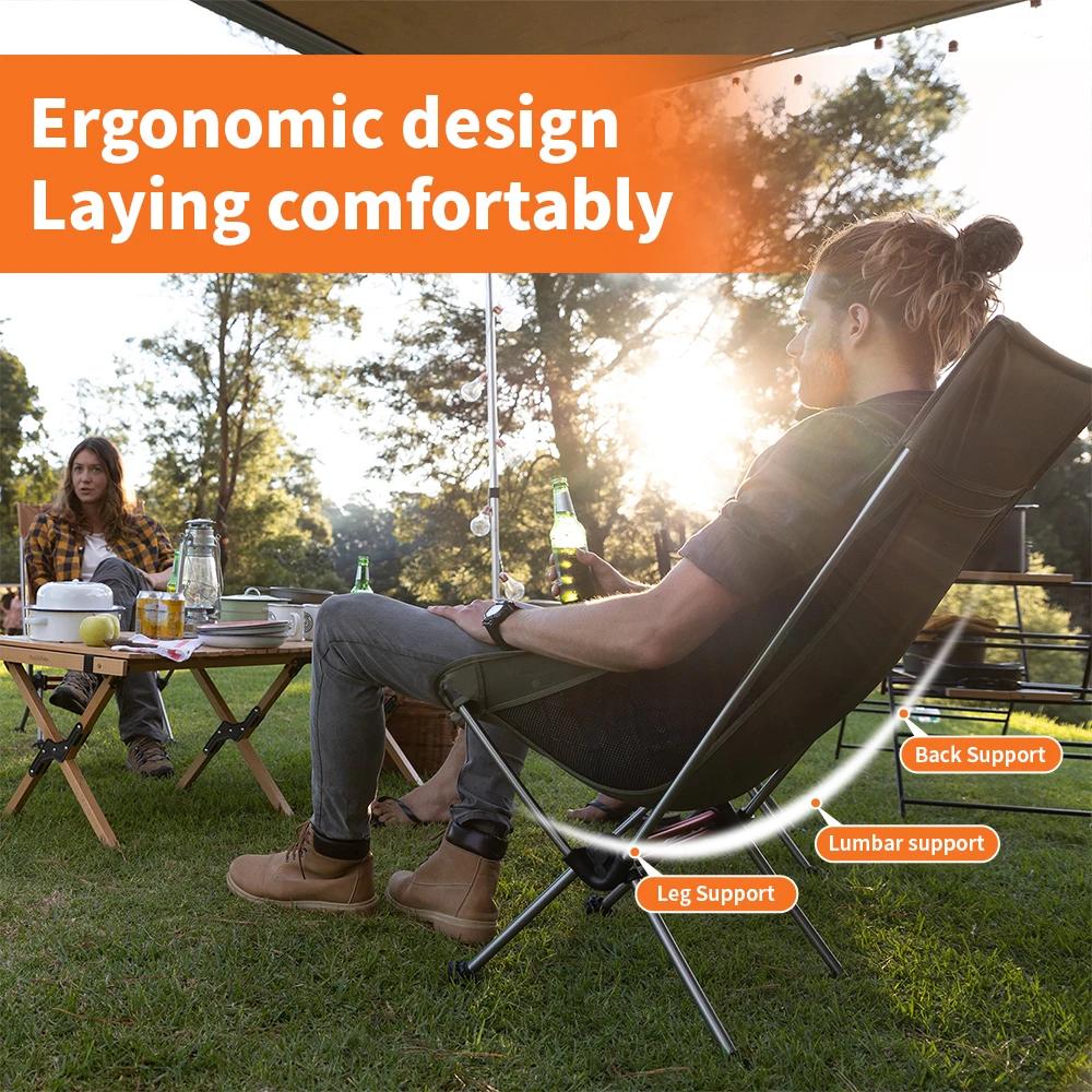 Natureifa-Chaise pliante ultralégère à dossier haut, chaises à bascule portables, camping, pêche en
