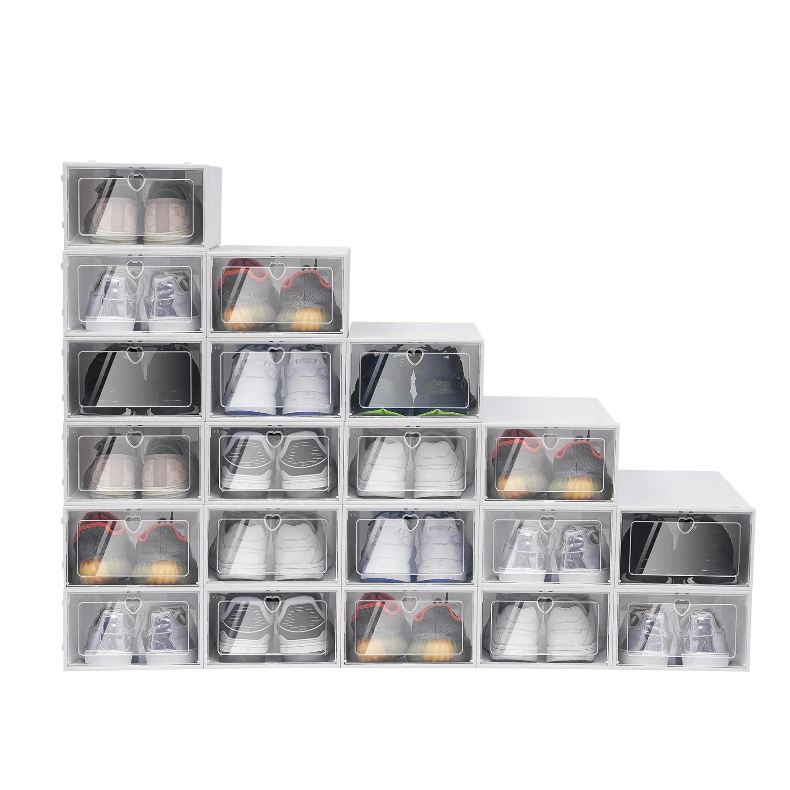 Boîtes à chaussures pliables, organisateurs de chaussures en plastique, étuis de rangement empilable