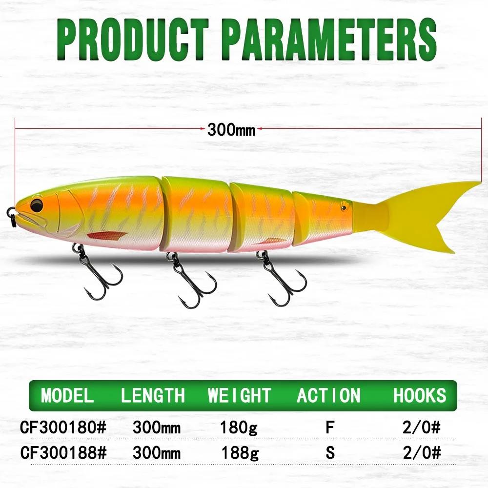 Leurre de pêche 300mm appât de natation articulé flottant 180g/coulant 188g Section d'appât dur géan