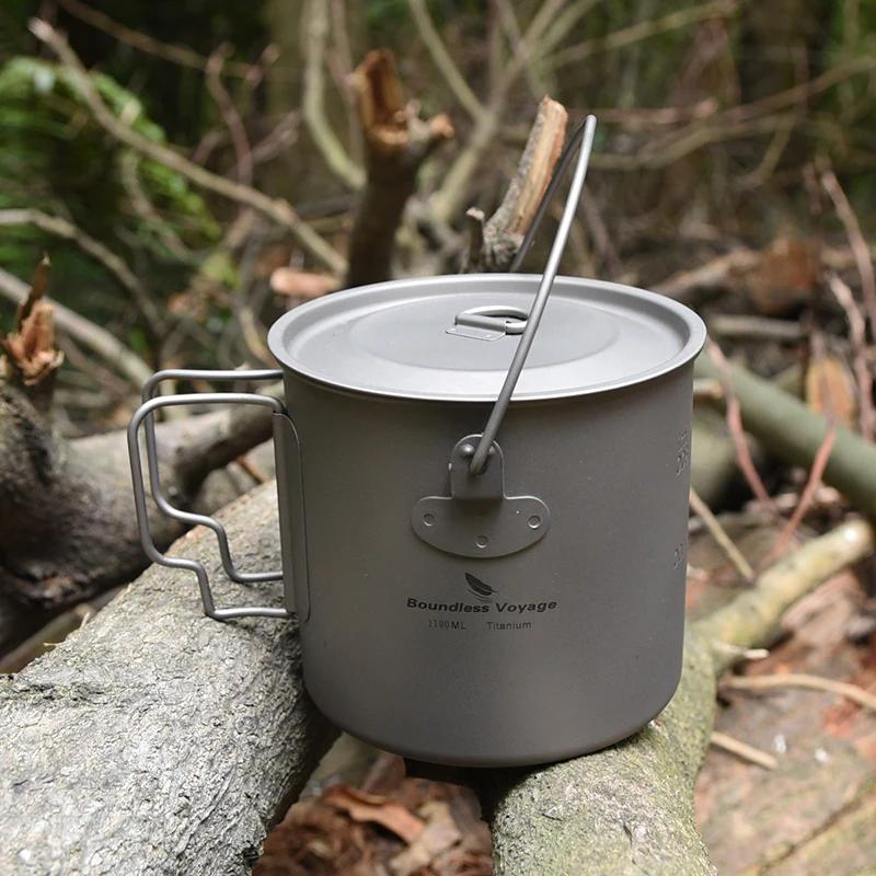 Boundless Voyage Camping Titanium Cup Mug, Outdoor Tourist Picnic Cooking Face Pot, Britware, Randon