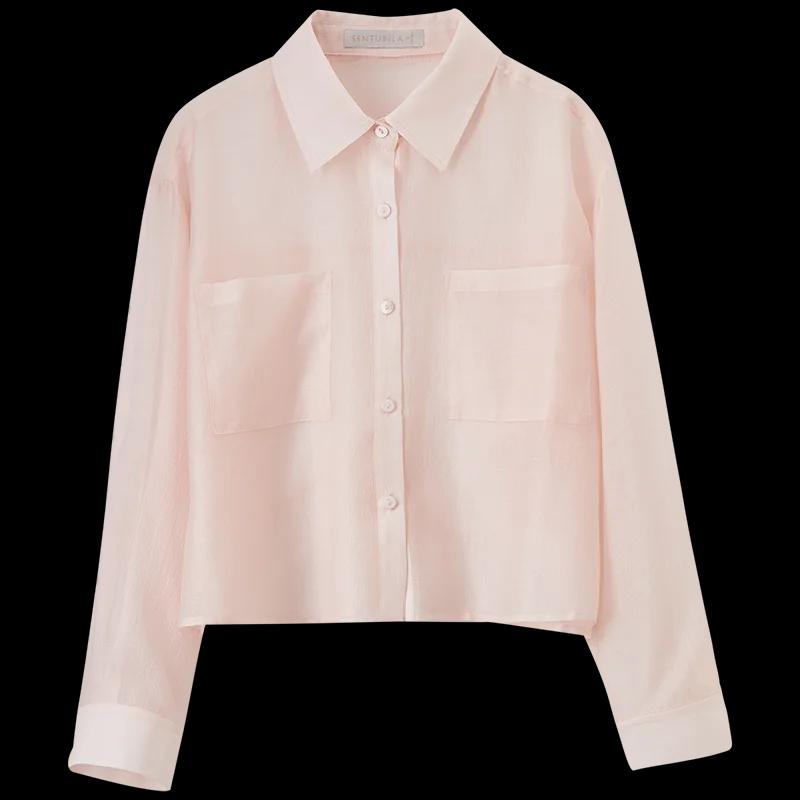 Chemisier femme SENTUBILA en Lyocell, collection Printemps-Été 2026, col à revers, manches longues,