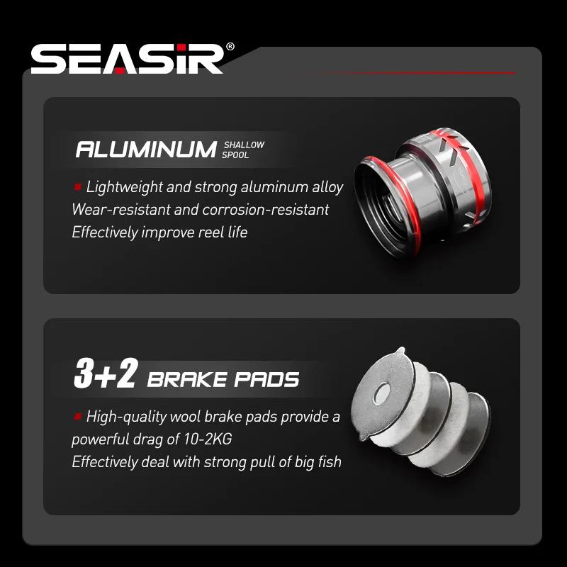 SEASIR OER Moulinet de pêche Spinning Ultra léger en aluminium peu profond, 12kg Max, matériel de pê