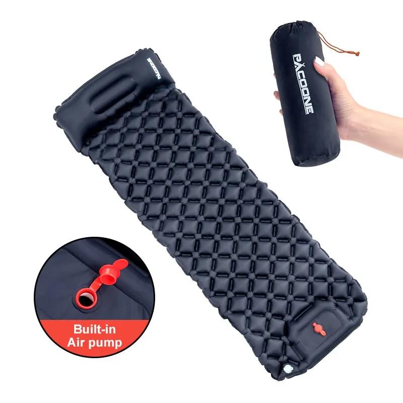 Camping en plein air Gonflable Matelas Couchage Pad Avec Oreillers Ultra Léger Air Mat Intégré Gonfl