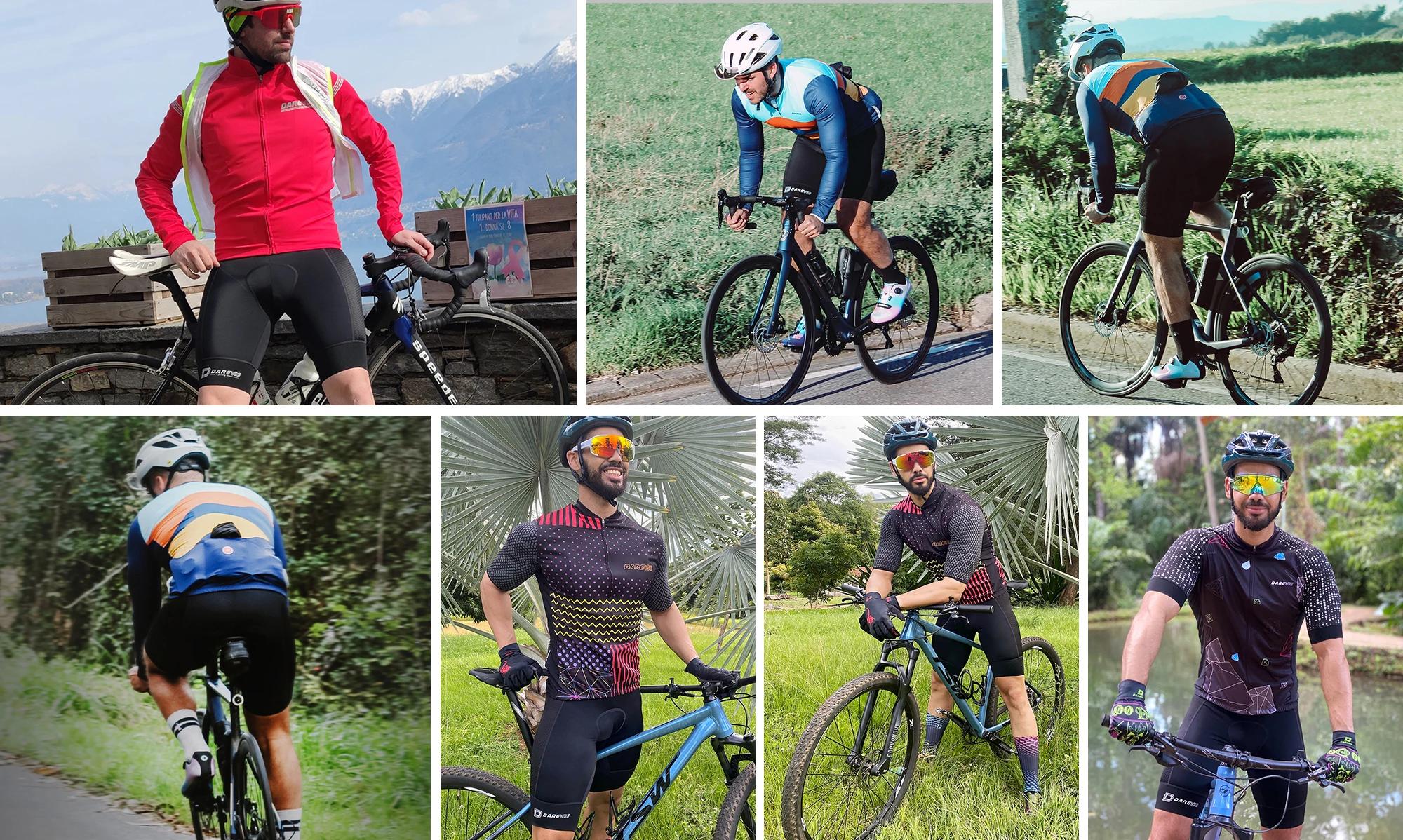 DAREVIE-Cuissard à Bretelles Respirant avec Coussretours en Gel 3D pour Homme, Short de Cyclisme de