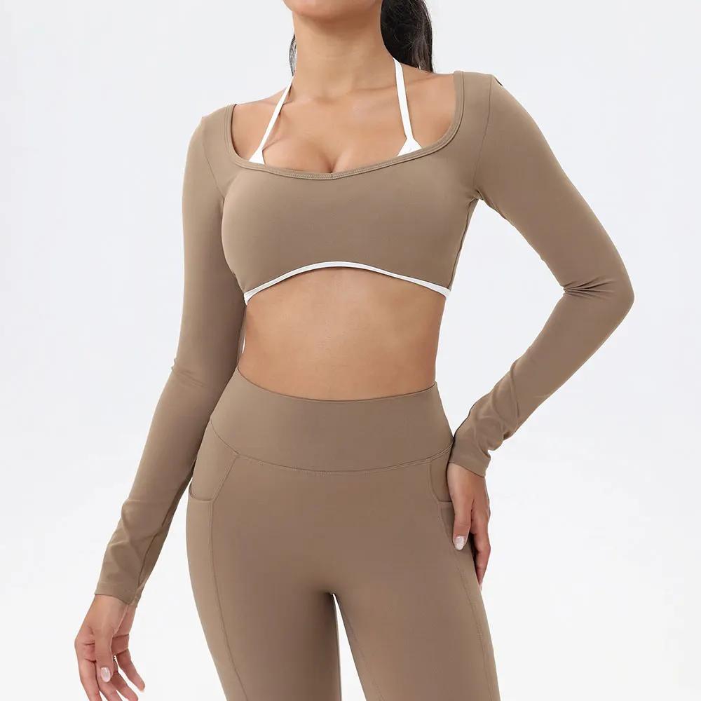 Haut de Sport Sexy pour femmes, T-shirts de Yoga dos nu, chemises de course, d'entraînement, de gymn