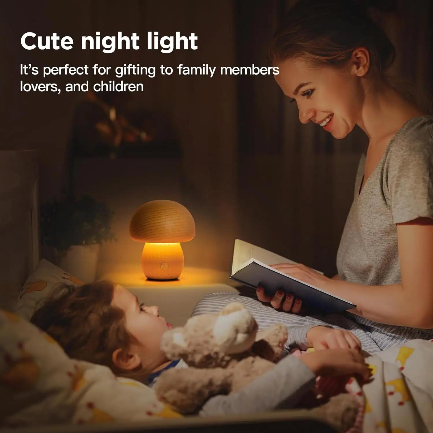 Lampe de Table champignon tactile Rechargeable, Portable, veilleuse de chevet pour chambre à coucher