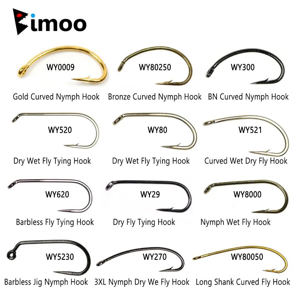 Bimoo 500 pièces en acier à haute teneur en carbone barbe sans ardillon pêche mouche crochet gabarit