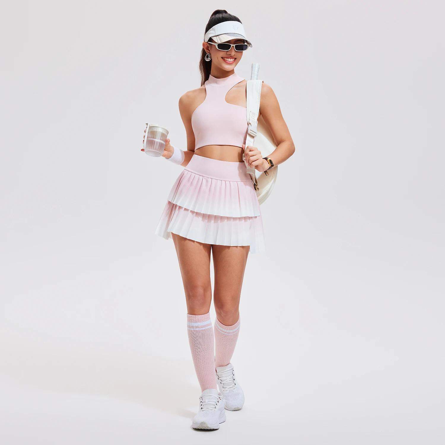 Mini jupe de Tennis taille haute pour femmes, dégradé plissé, Yoga, Golf, ceinture de sport, pantalo