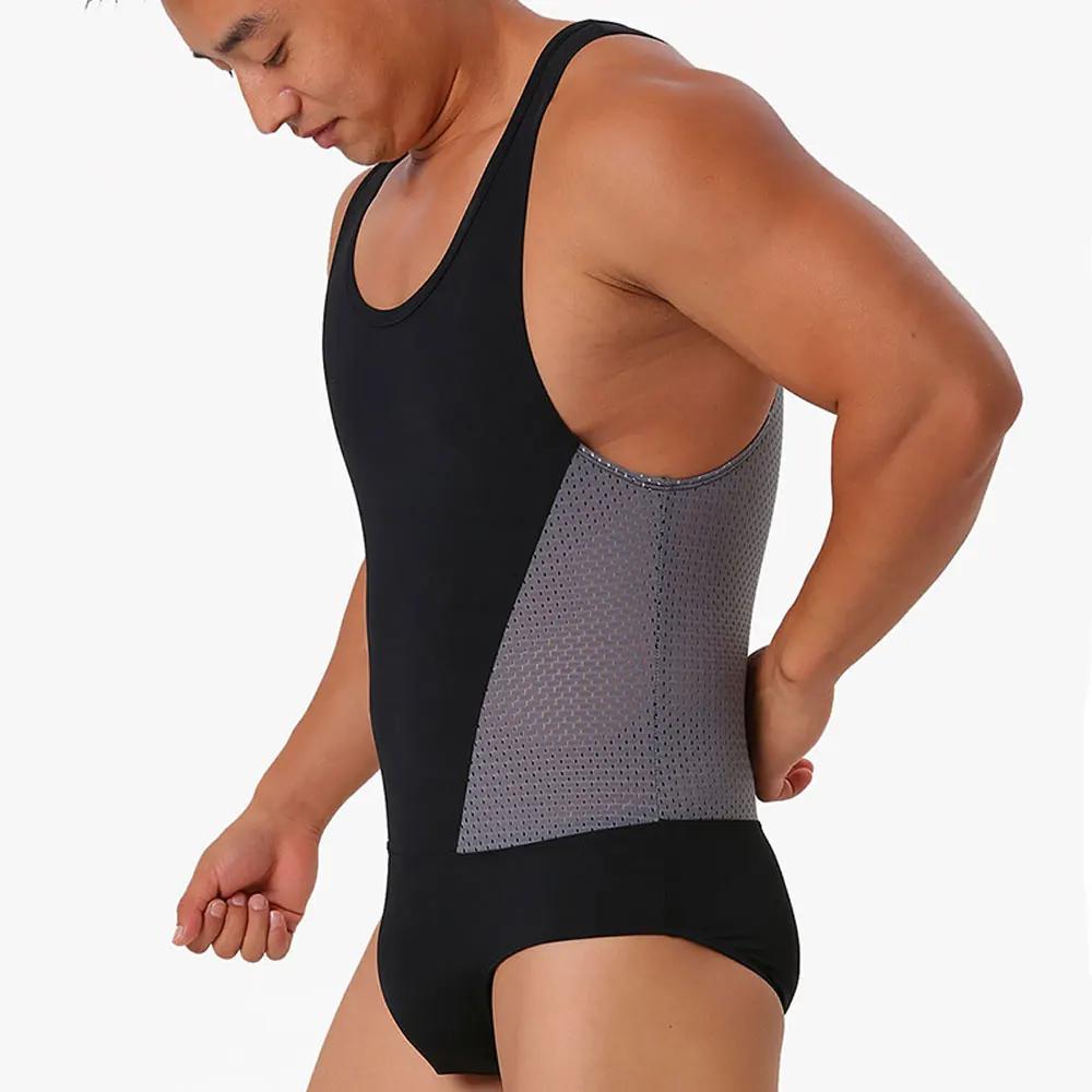 Justaucorps Sexy maillot de corps hommes Sport GYM body chaud bas de corps élasticité combinaison lu