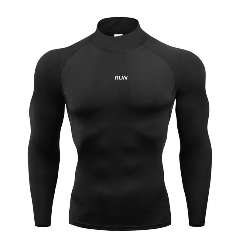 T-shirts à manches longues à col roulé pour hommes, séchage rapide, chemise de Compression Aurumn, s