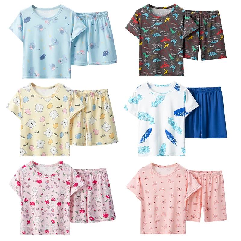 Short à manches courtes imprimé mignon pour enfants, haut de dinosaure Joker décontracté, vêtements