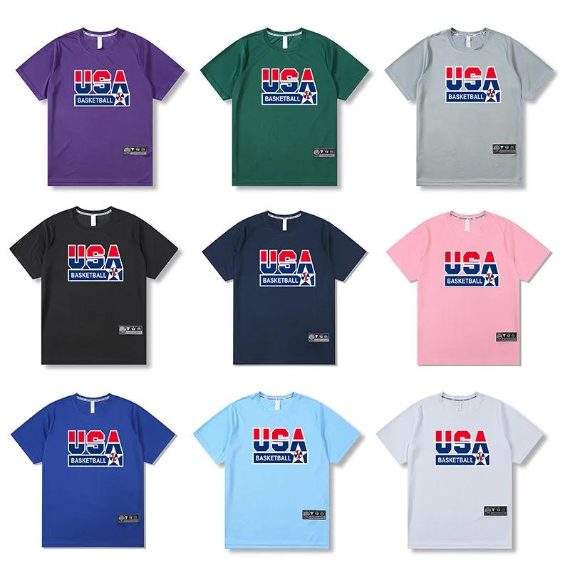 T-shirt manches courtes ample pour hommes - Fitness, musculation, séchage rapide été 2023