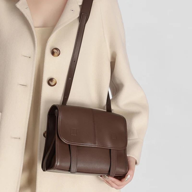 Sac Cambridge rétro en cuir véritable pour femmes, sacs à bandoulière avec sangle réglable, sacoche
