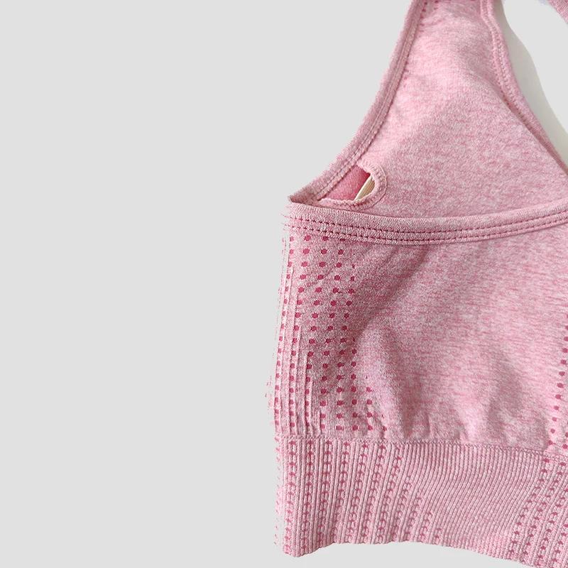 Soutien-gorge de sport sans couture pour femmes, haut court de gymnastique, Fitness, course à pied,