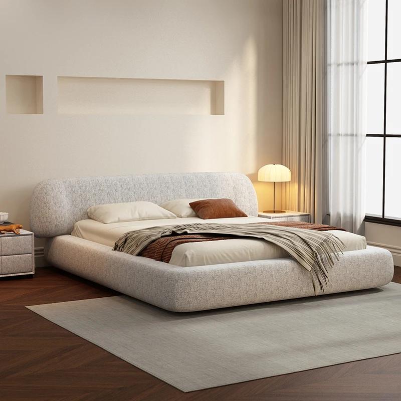 Mariage lits confortables esthétique Double rangement européen lits modernes crème concepteur minima