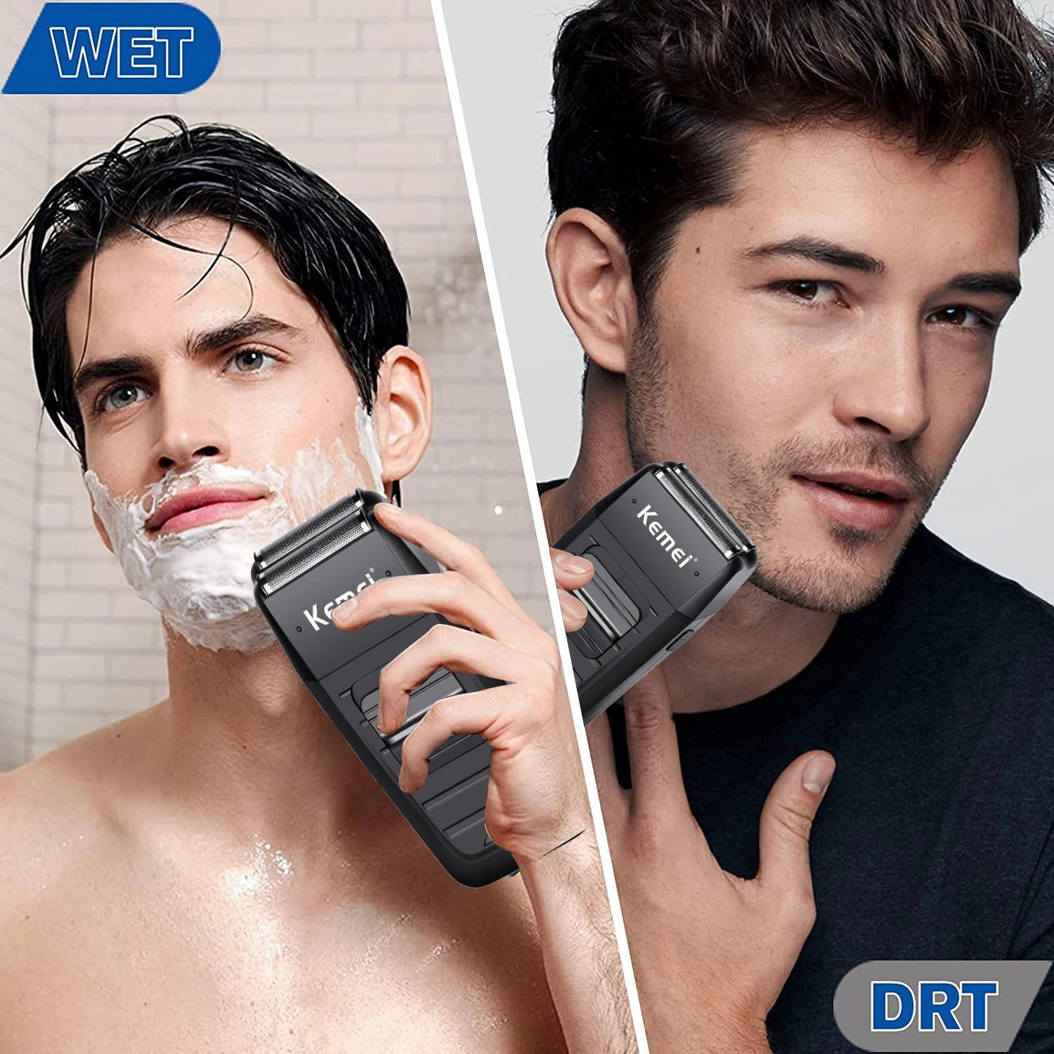 Kemei KM-1102 rasoir sans fil Rechargeable pour hommes double lame rasoir à barbe alternatif soins d