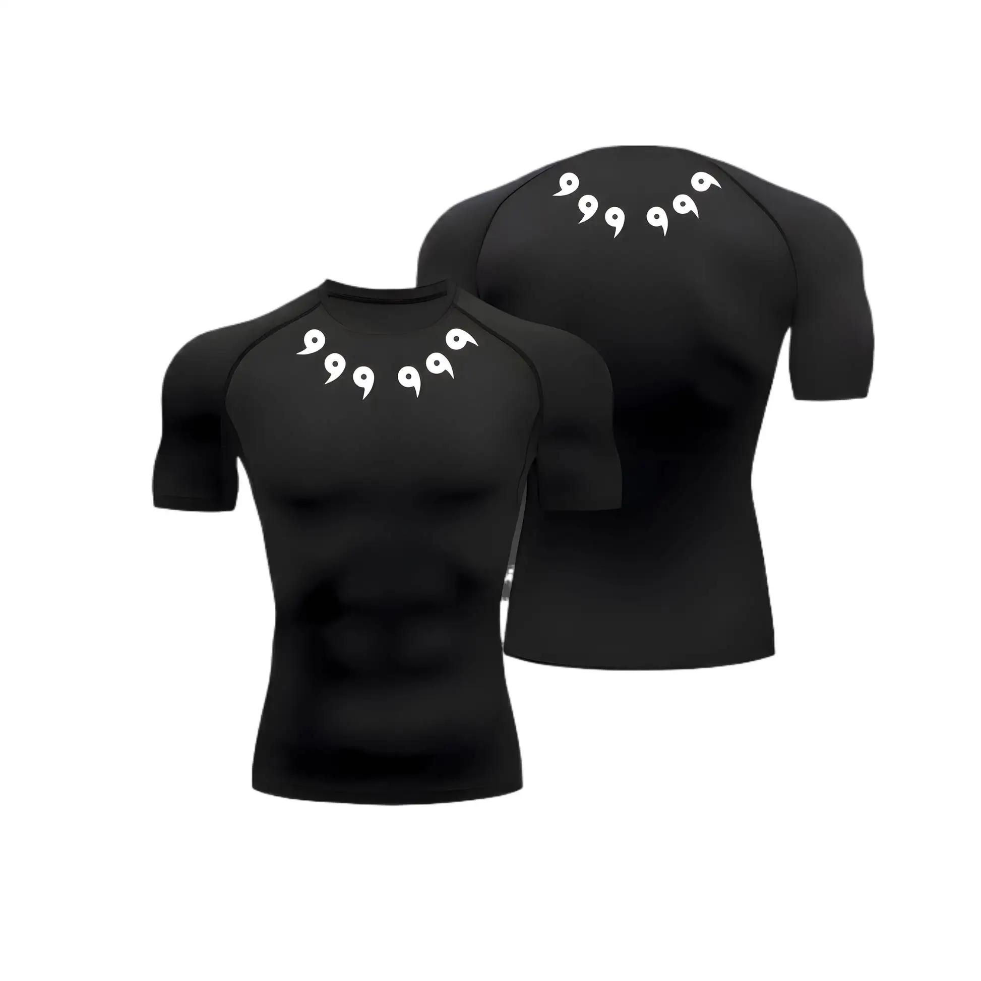 Chemise de Compression Anime pour hommes, imprimé d'été, manches courtes, protection contre les érup