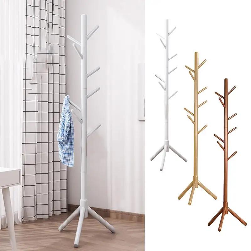 Support de chapeau de chambre à coucher avec 8 crochets, manteau d'arbre en bois, vêtements de face