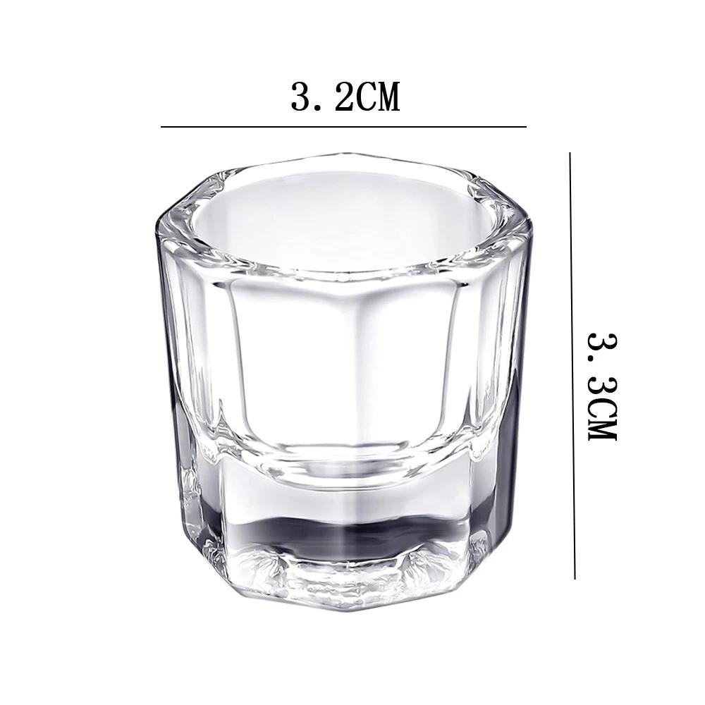 Tasse à ongles en verre de cristal, acrylique transparent, petite poudre octogonale, tasse à ongles