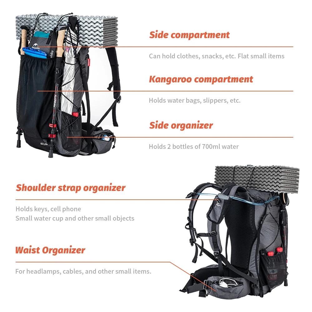 Sac à dos 40L Naturehike pour randonnée et trekking - Housse incluse homme voyage