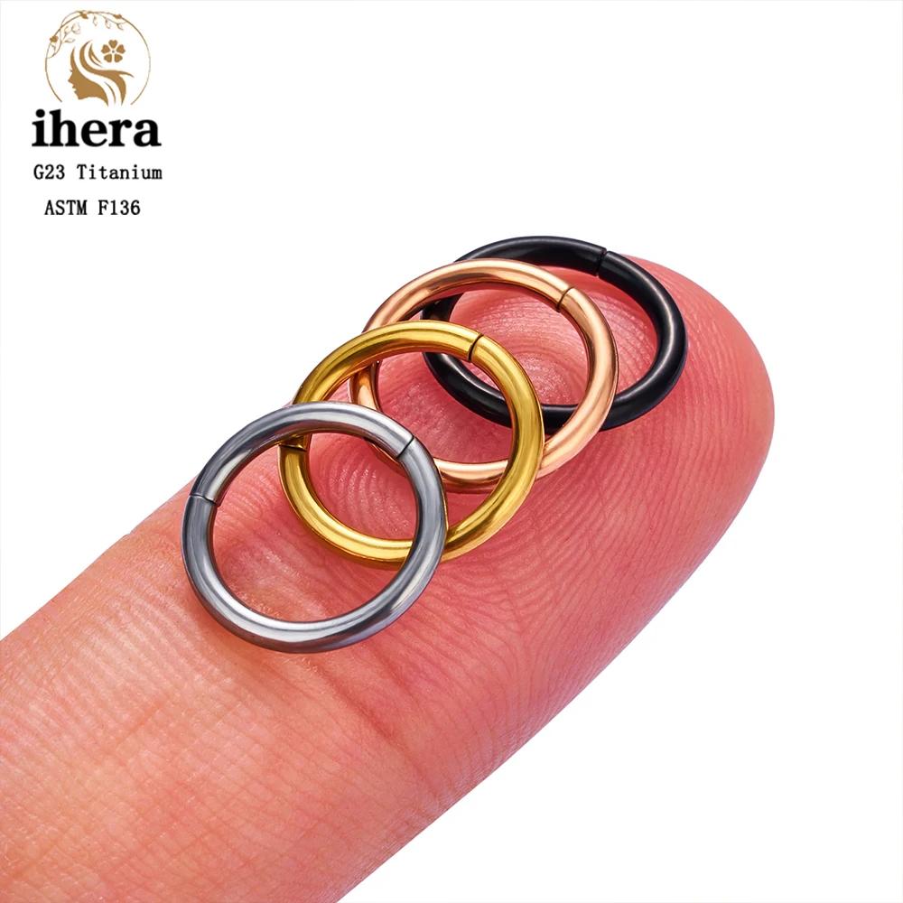 Lot de 10/50 anneaux de nez en titane G23 pour femme, bijoux de piercing, boucles d'oreilles rondes,