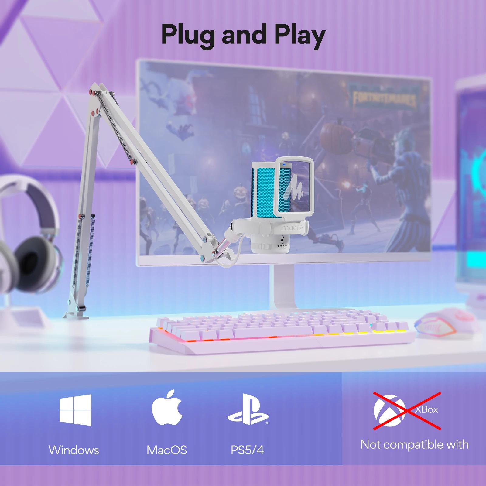 Microphone USB Gamerwave DGM20S, micro gaming, micro à condensateur, micro RGB, micro avec réduction