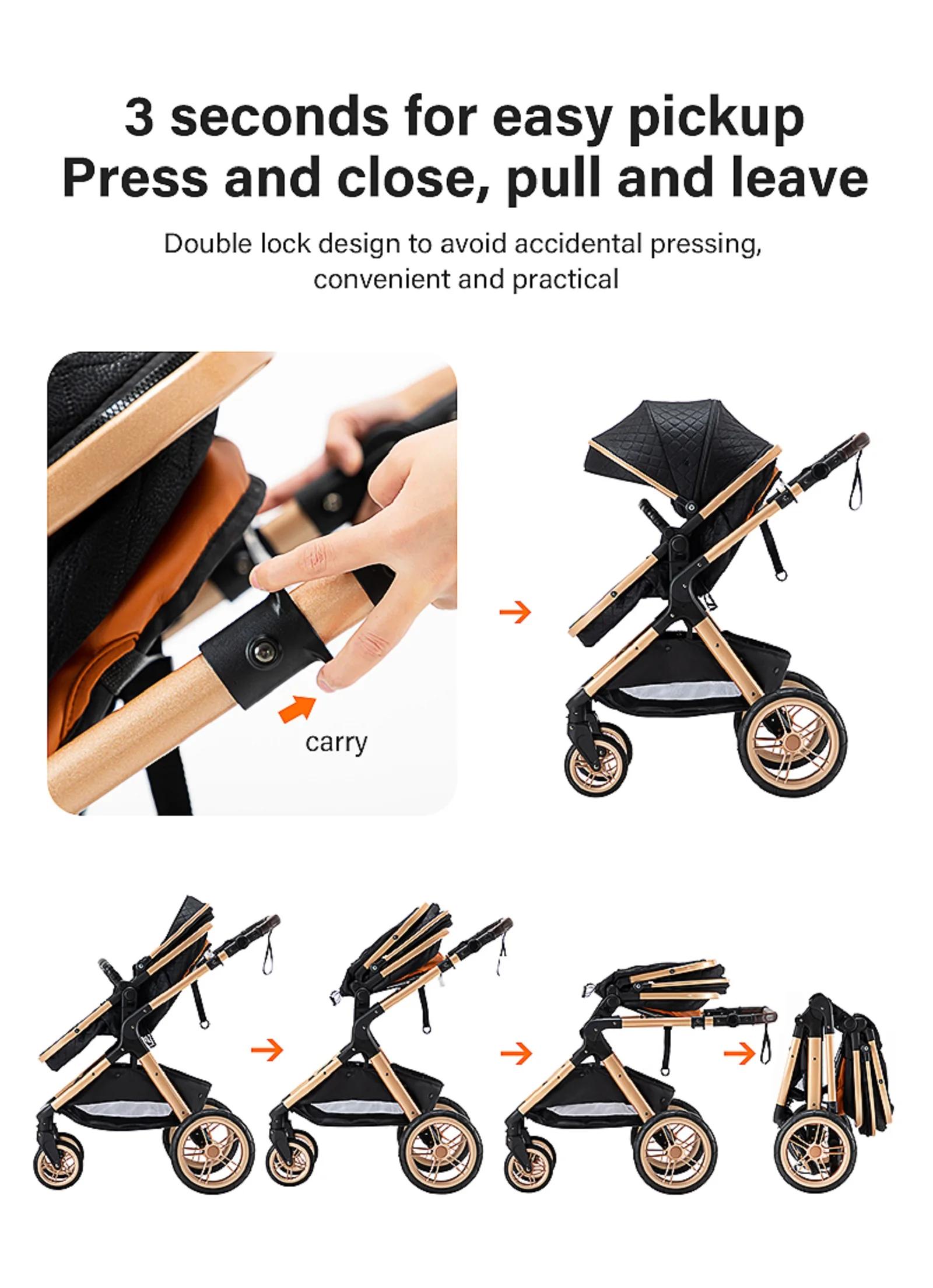 Poussette 3 en 1 pour bébé, voiturette pour bébé, articles pour nouveau-né, poussettes légères, sièg