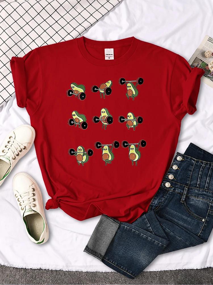 T-shirt femme avocat image de dessin animé t-shirt d'haltérophilie pour femmes Harajuku décontracté