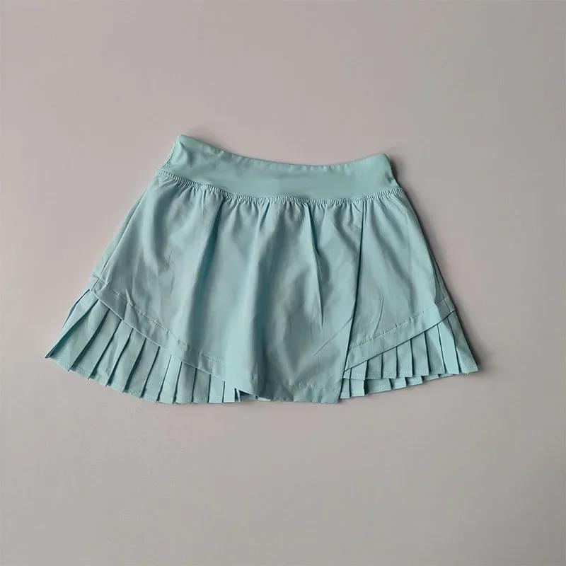 Jupe courte sport taille haute anti-éblouissement avec shorts doublés pour yoga et fitness été