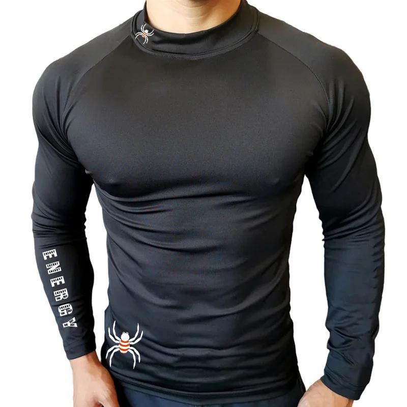 T-Shirt de course à manches longues pour hommes, chemise de Compression, haut de sport, entraînement