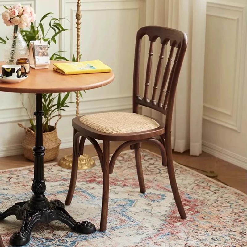 Chaise de salle à manger Napoléon vintage, siège tissé en rotin et bois massif, chaise d'appoint rét