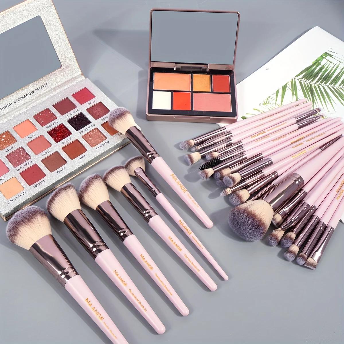 MAANGE-Ensemble de pinceaux de maquillage professionnels, outils de beauté avec sac, fond de teint,