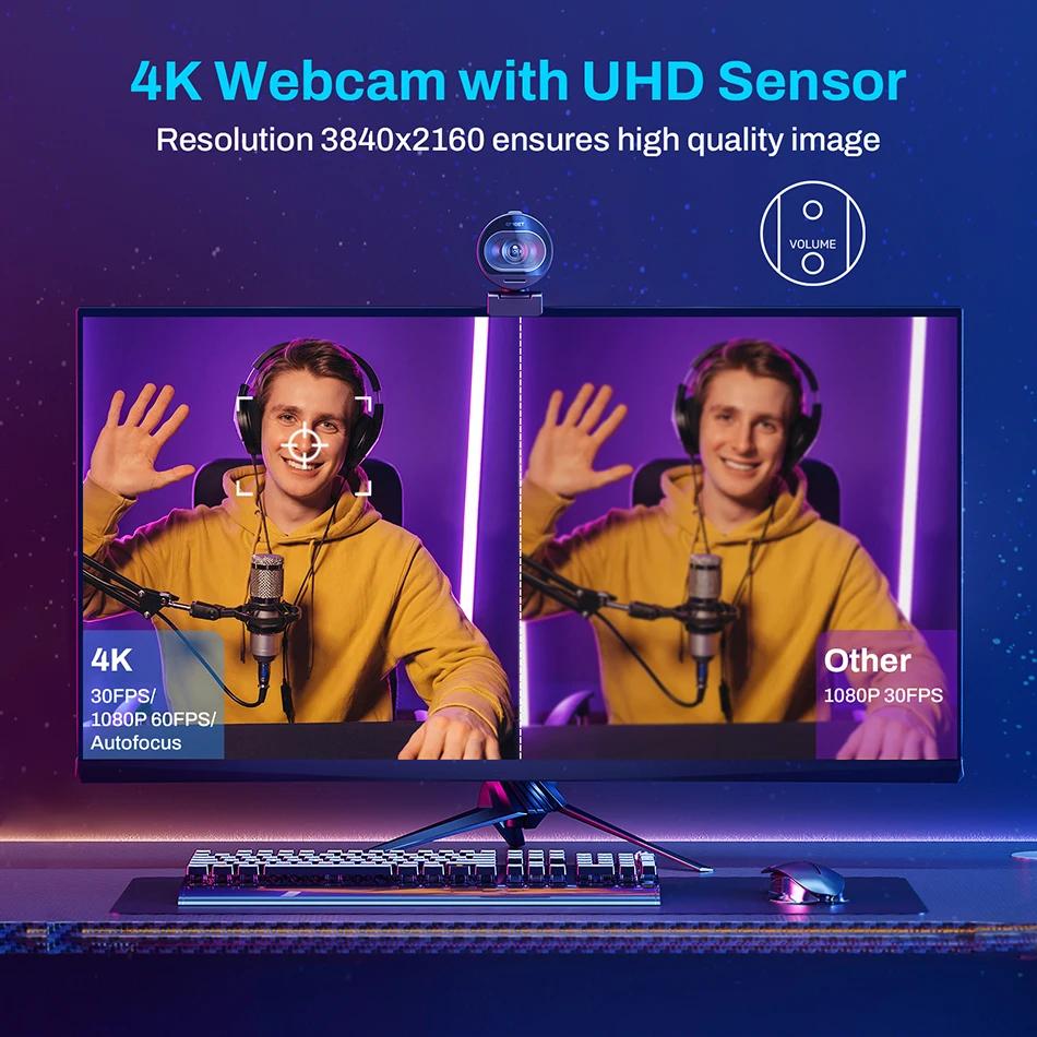 Webcam 4K caméra Web en Streaming 1080P 60FPS EMEET S600 USB ordinateur/caméra pour ordinateur porta