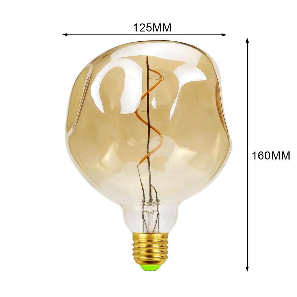 TIANFAN-Ampoule LED vintage Edison G125, grande pierre de forme spéciale, 4W, variable, 110V, 220V,
