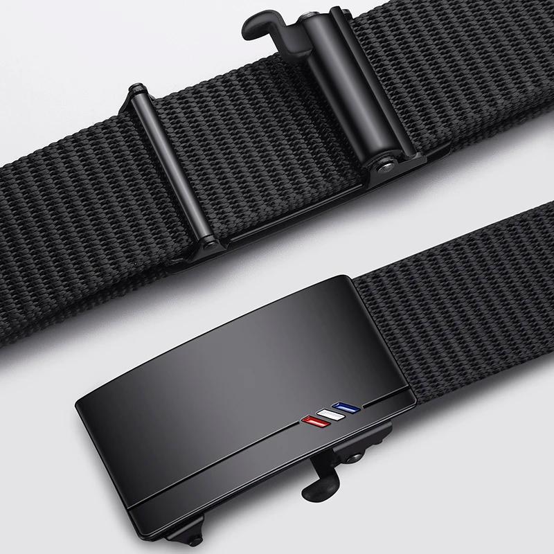 Ceinture en toile tissée pour hommes, 2 pièces, boucle automatique, ceinture décontractée, douce et