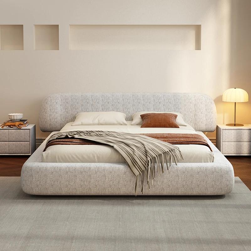 Mariage lits confortables esthétique Double rangement européen lits modernes crème concepteur minima