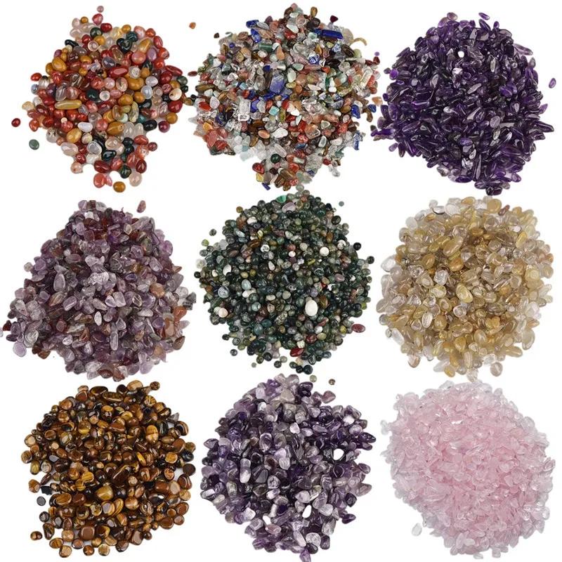 Pierres naturelles, cristaux de gravier, puce de minerai de Quartz, minéraux, guérison Reiki, Agates