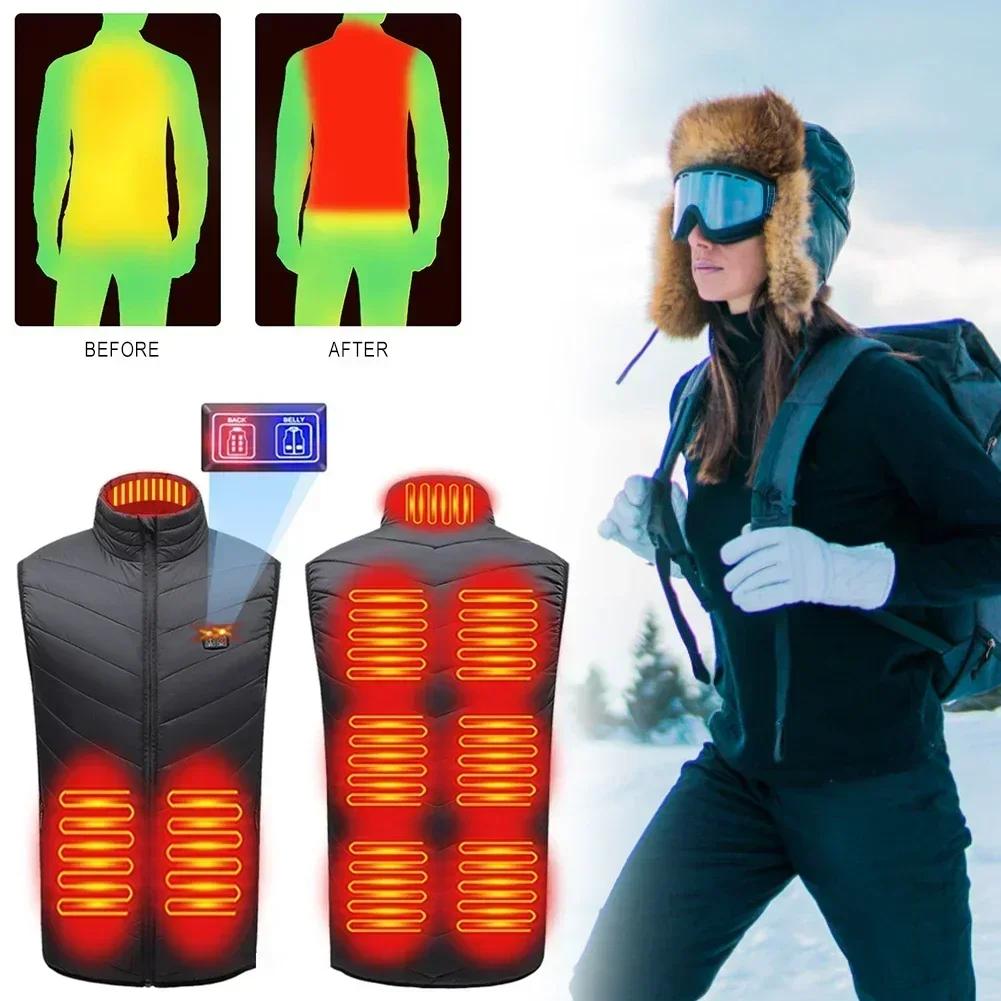 17 zones gilet auto-chauffant quatre interrupteurs contrôle hommes veste chauffante USB électrique c