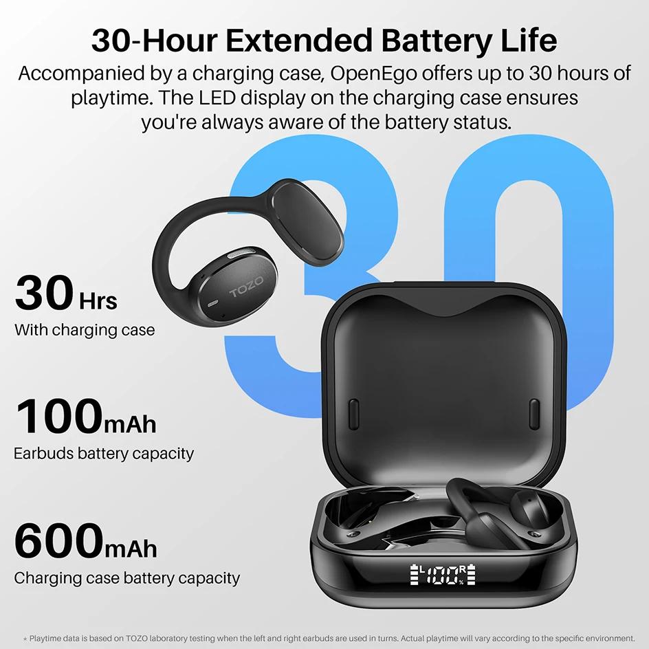 TOZO OpenEgo True Wireless Open Ear casque Bluetooth double micro clair appel écouteurs avec crochet
