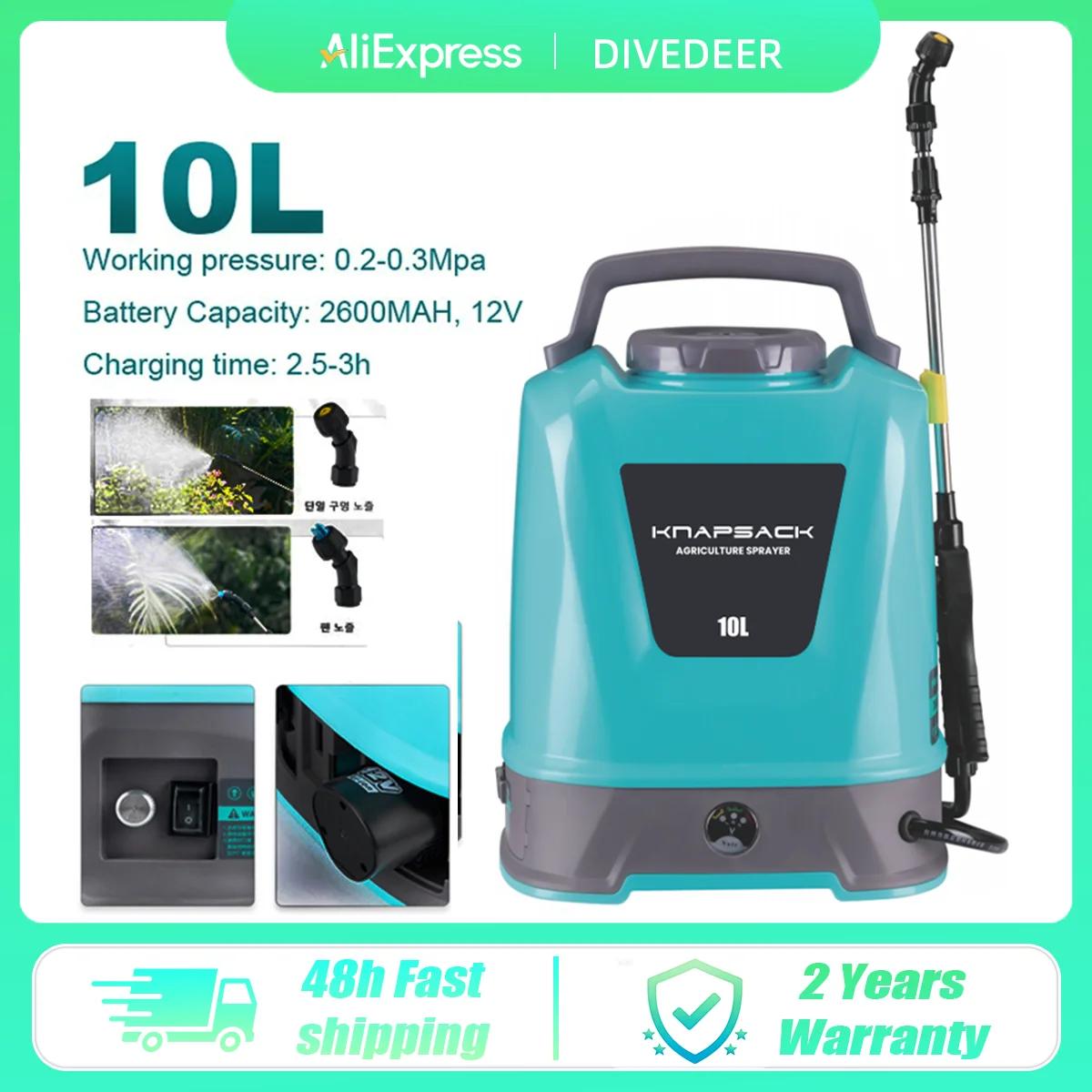DIVEDEER 10L pulvérisateur électrique rechargeable haute pression désinfectant et pulvérisateur d'in