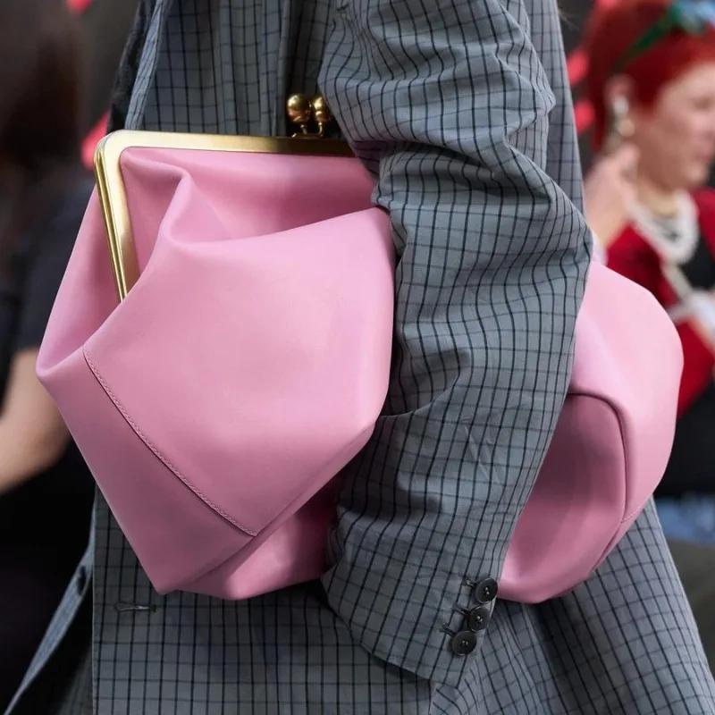 Grands sacs à main à clip pour femmes, marques célèbres, styles de podium, cadre à fermoir à pressio