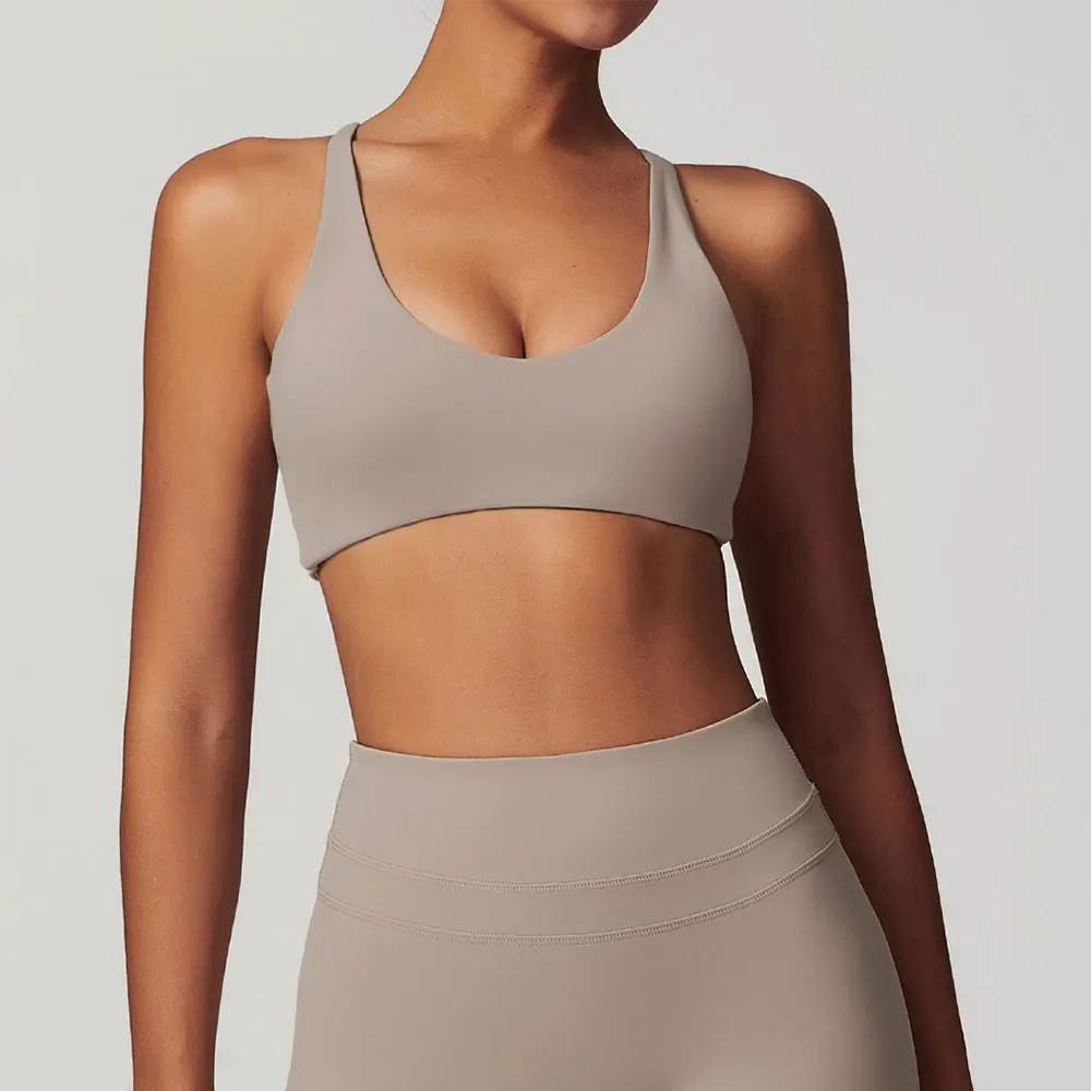 SWELTERING-Soutien-gorge de sport en nylon pour femme, sous-vêtement sexy entrecroisé et respirant p
