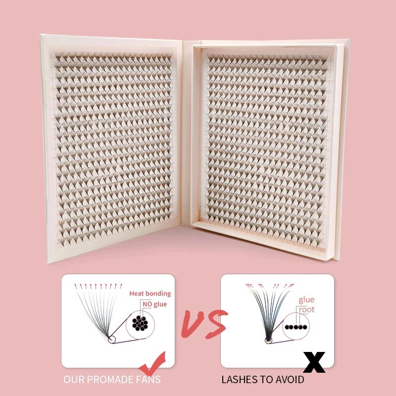 1200 ventilateurs faux cils XXL Mega plateau mat Ultra foncé préfabriqué Volume ventilateur Base poi
