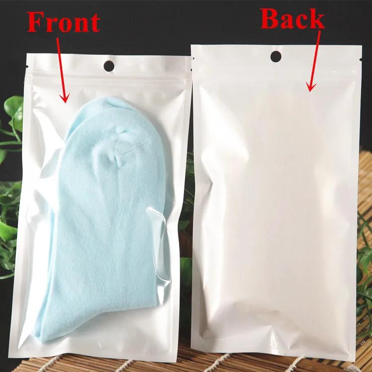 100 sacs d'emballage transparents blancs à fermeture éclair pour DIY, logo, snacks, bonbons, coques